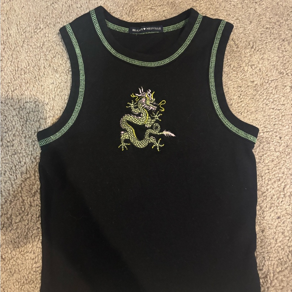 Brandy Melville Black and Green Crop Top